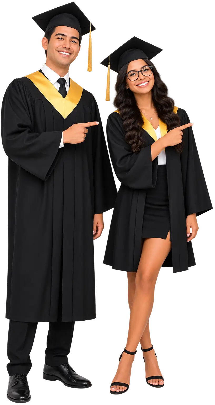 Graduados señalando los planes