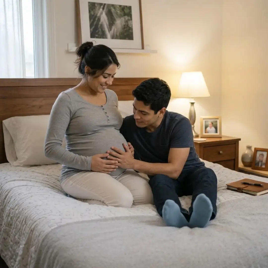 Jaime y Kimberly abrazando la barriga