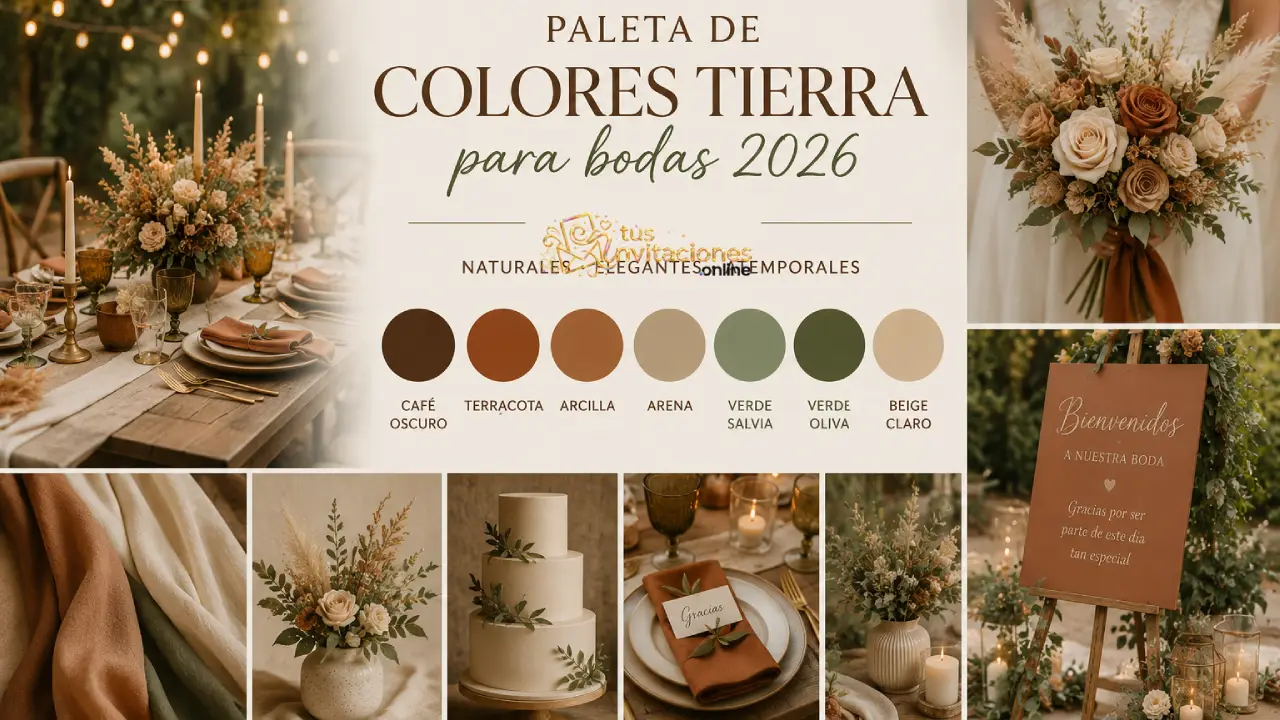 Paleta de colores tierra para bodas 2026